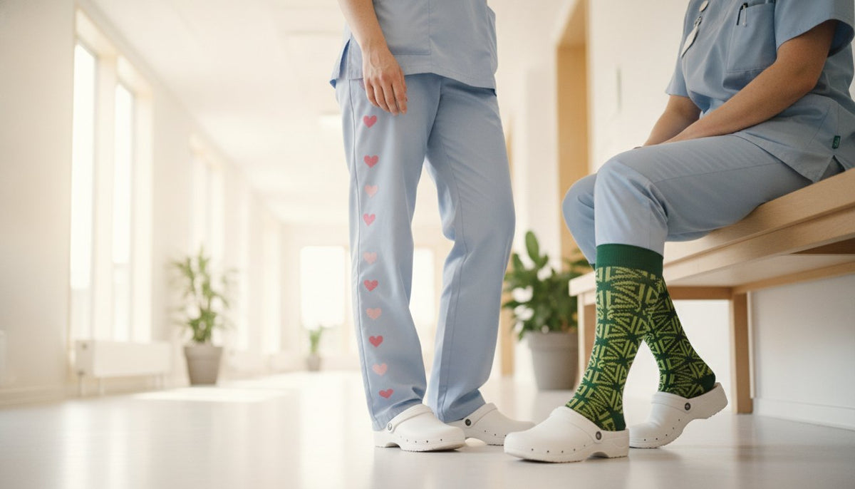 Sjove støttestrømper til arbejde – komfort med farver & mønstre