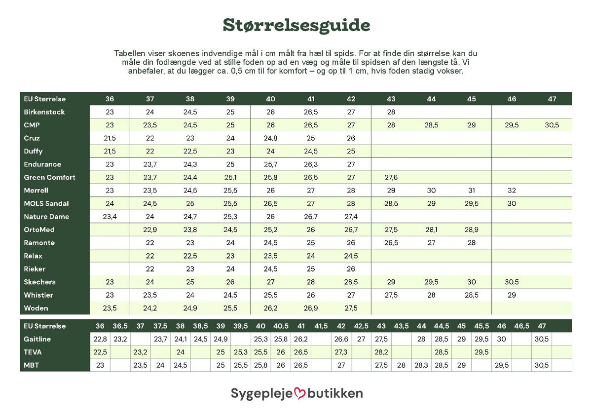 CMP Størrelses guide