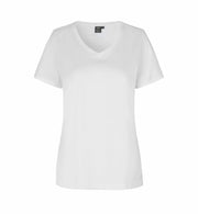 Hvid dame t-shirt med v-hals