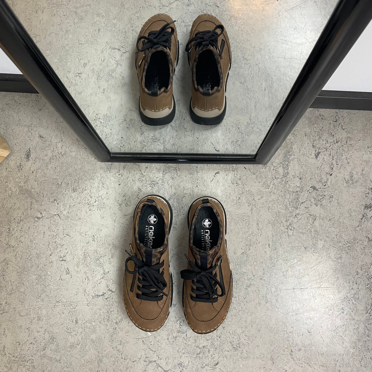Rieker sneakers til dame i brun med leopard detaljer