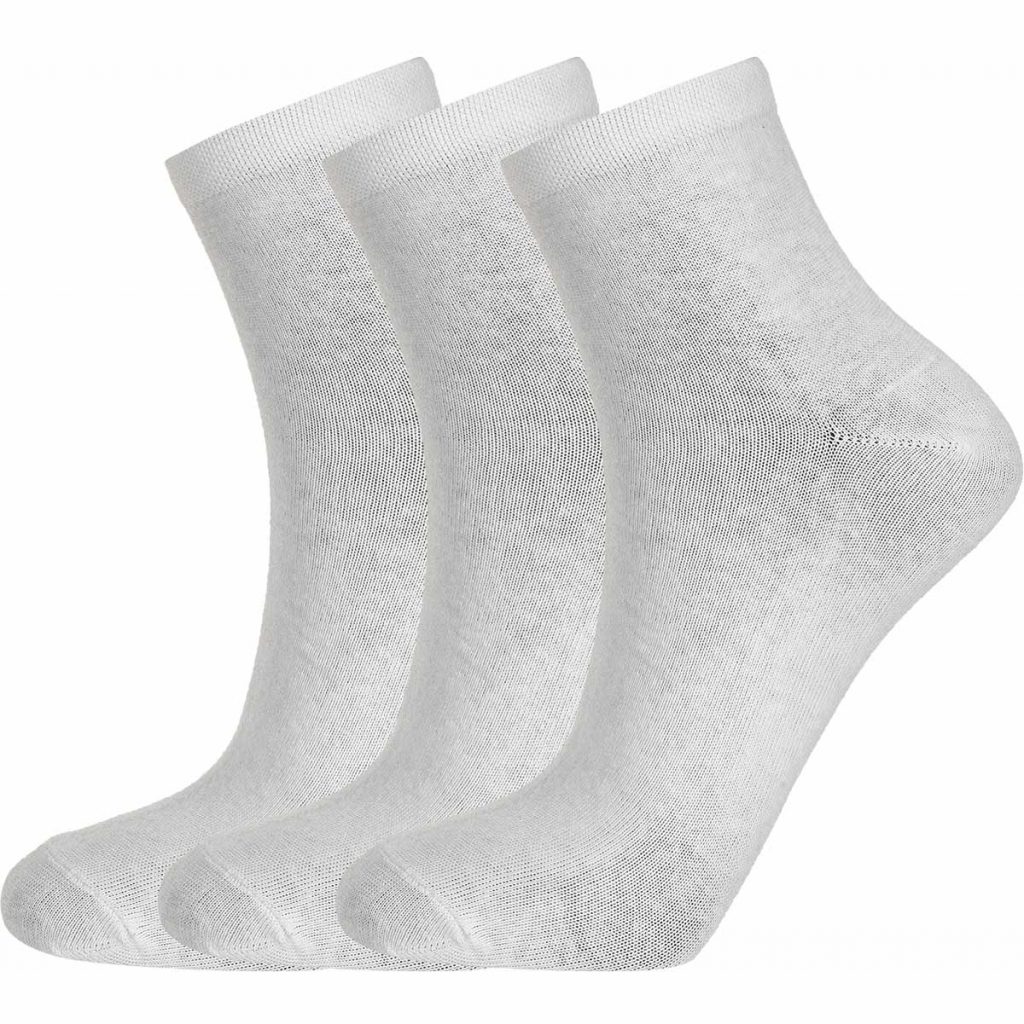 3 pack quarter cut strømper i hvid