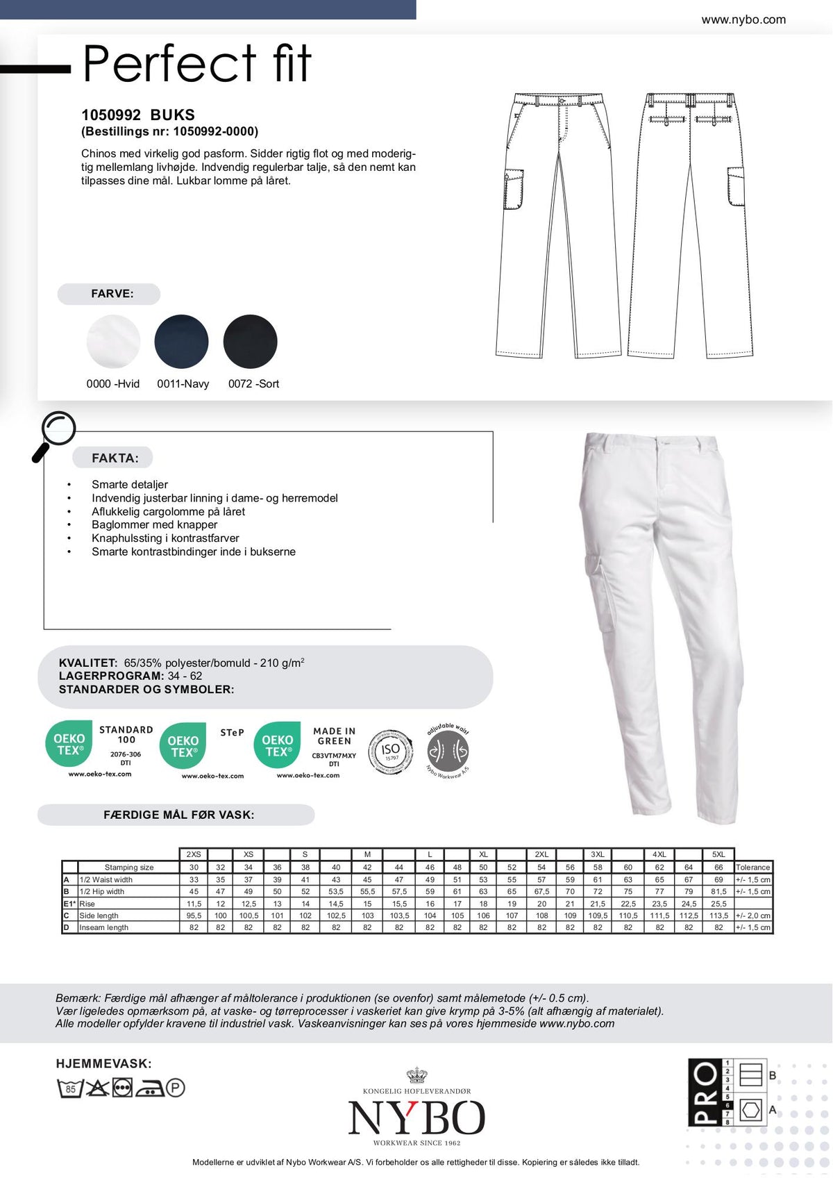 Nybo Hvide Damebukser, Perfect Fit, God Pasform