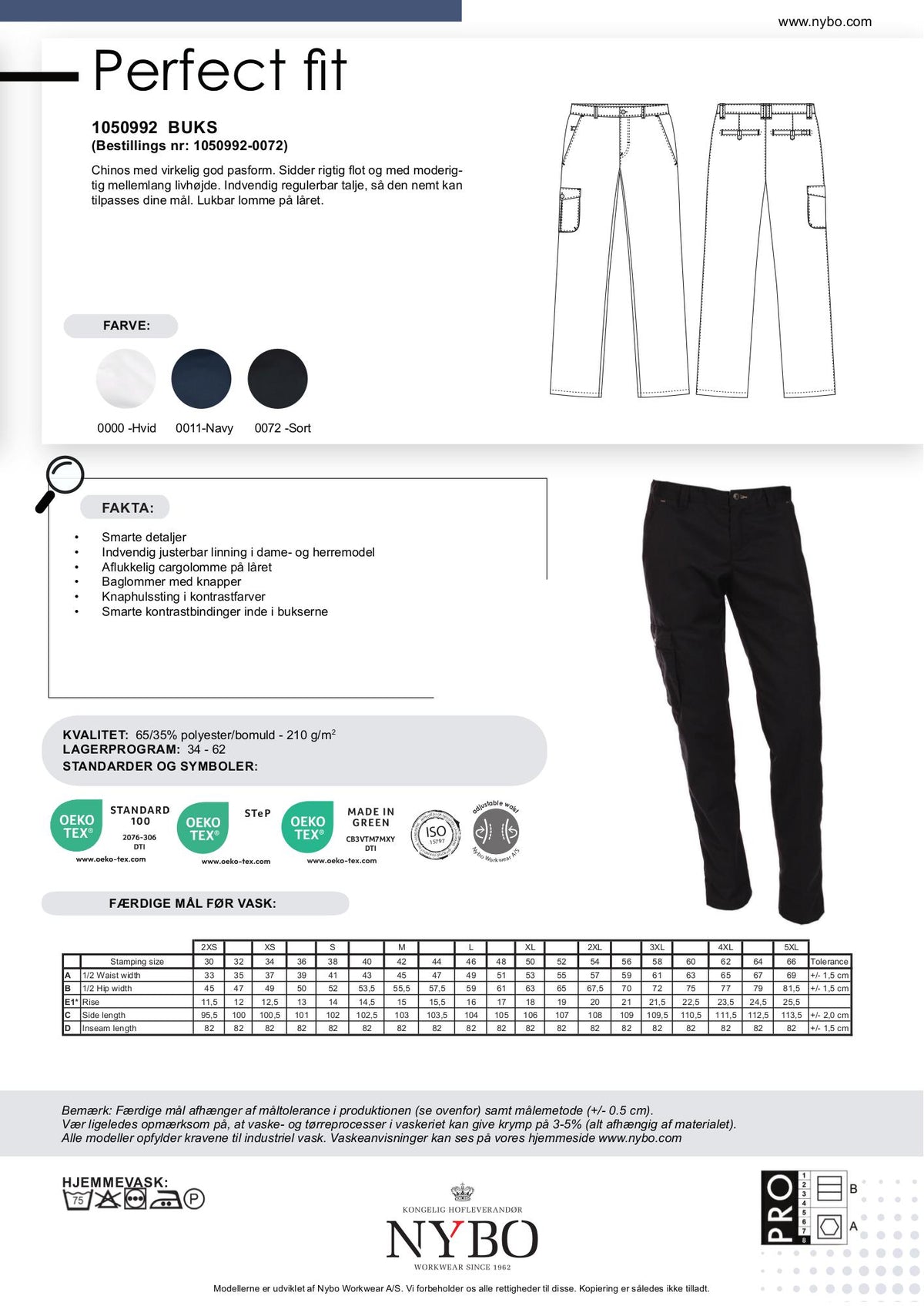Nybo Sort Dame Perfect Fit Chinos, God Pasform