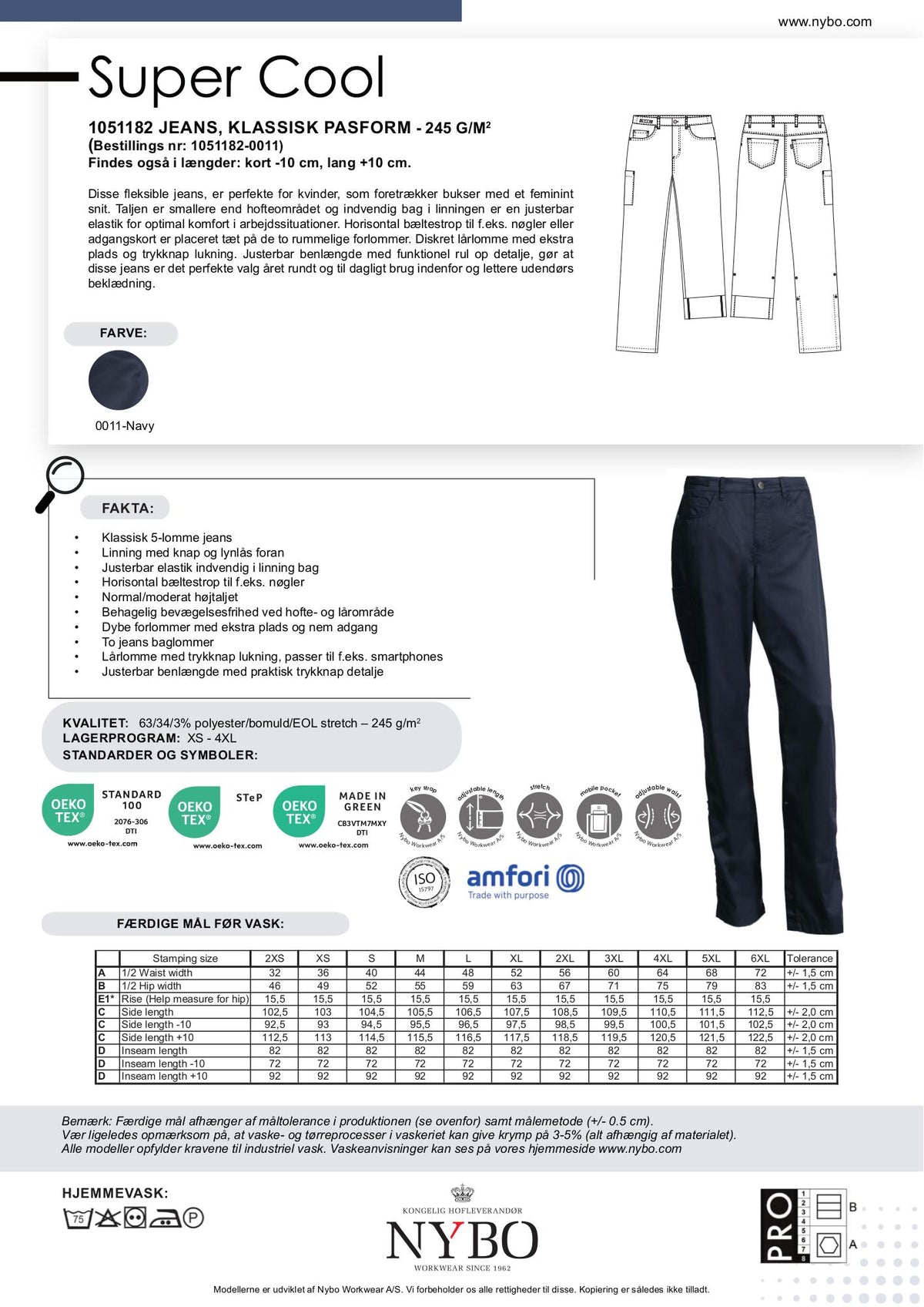 Nybo Navy Dame Super Cool Jeans, Klassisk Pasform