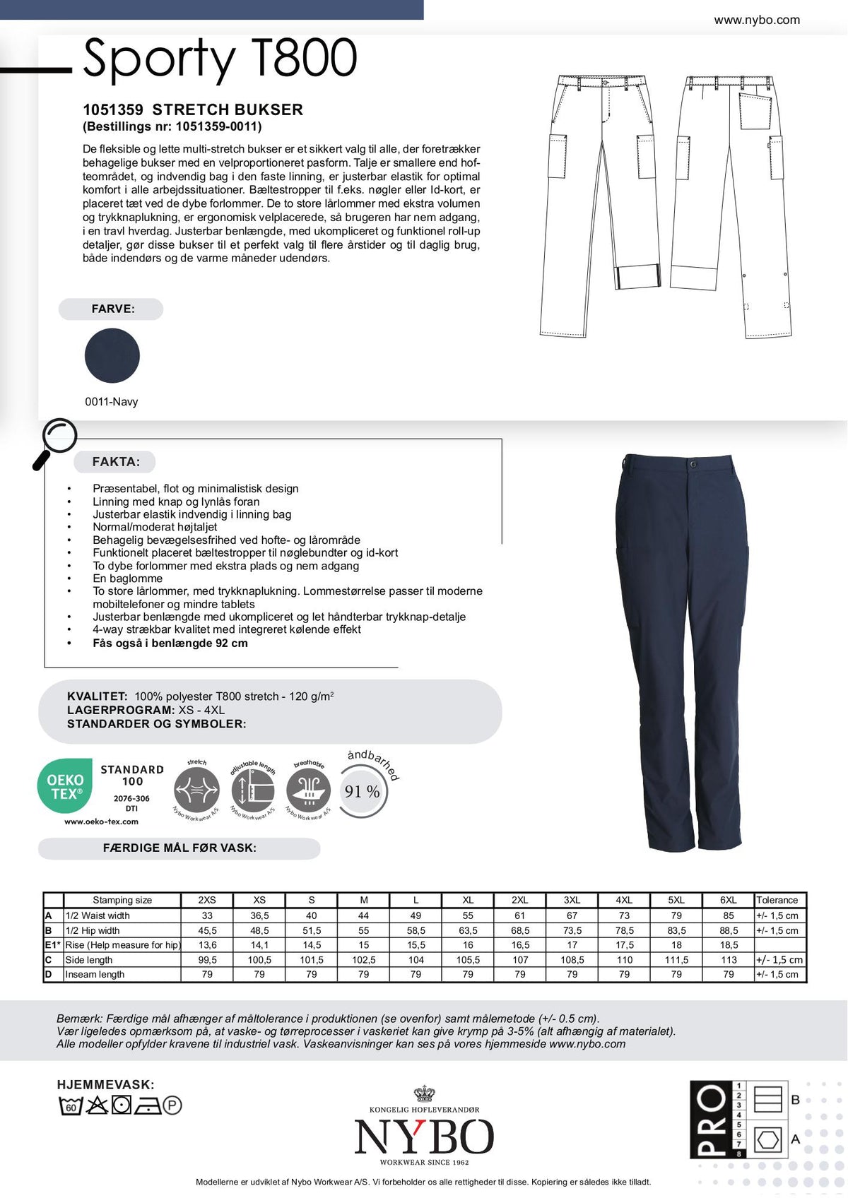 Nybo Navy Dame Sporty T800 Bukser, Stretch