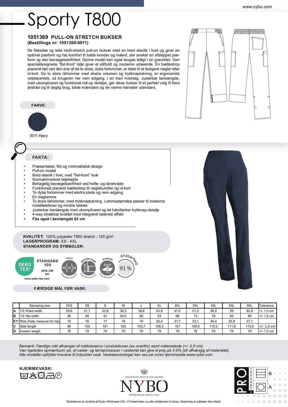 Nybo Navy Unisex Sporty T800 Bukser, Pull-on