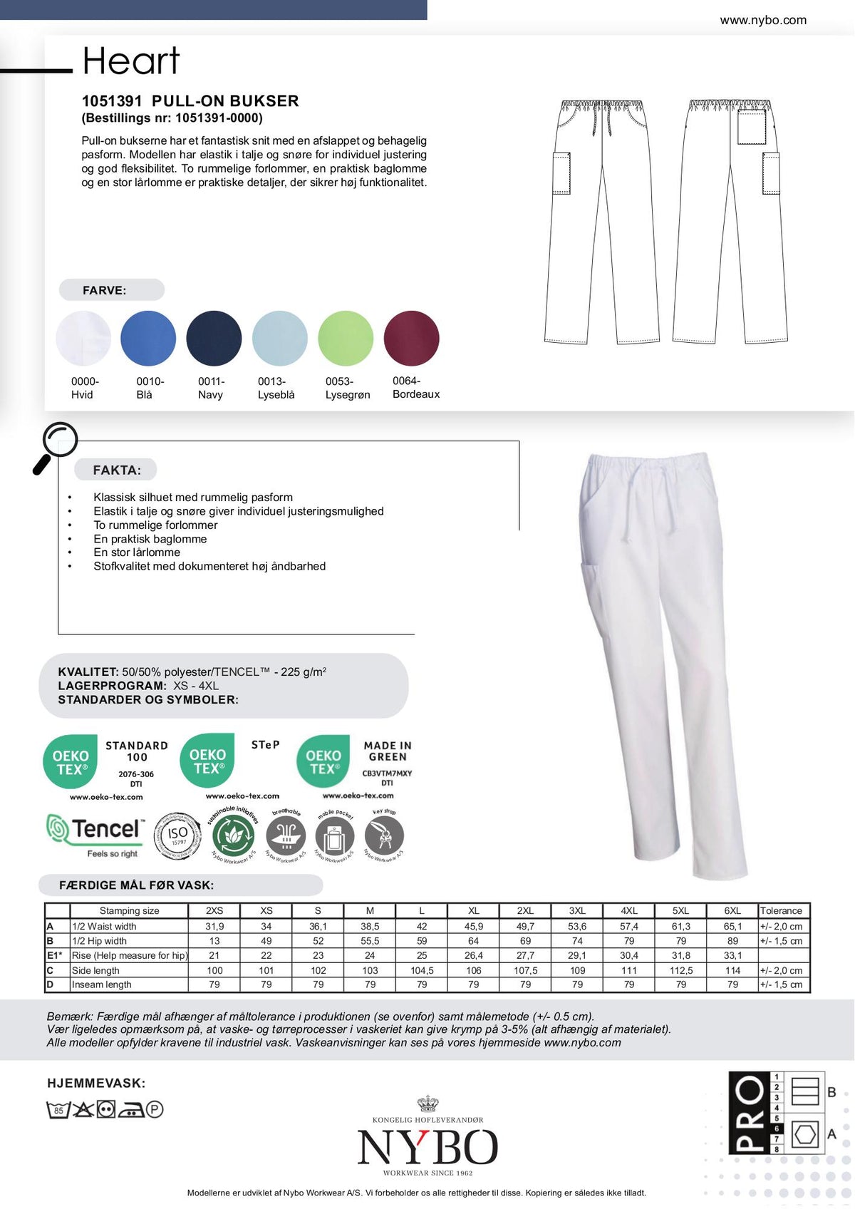 Nybo Hvide Unisex Heart Pull-on Bukser, Åndbar, Elastik i Talje
