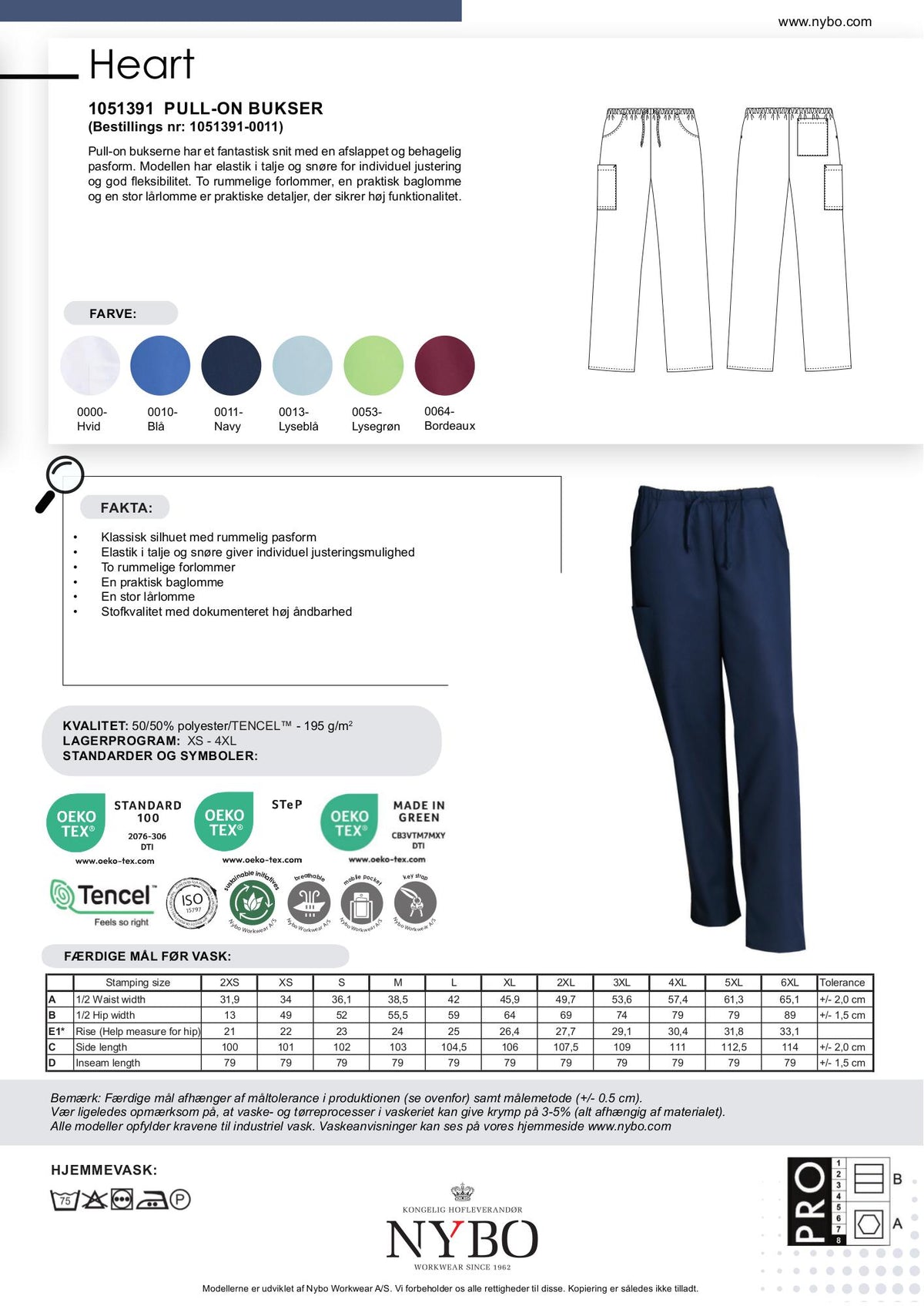 Nybo Navy Unisex Heart Pull-on Bukser, Åndbar, Rummelig Pasform