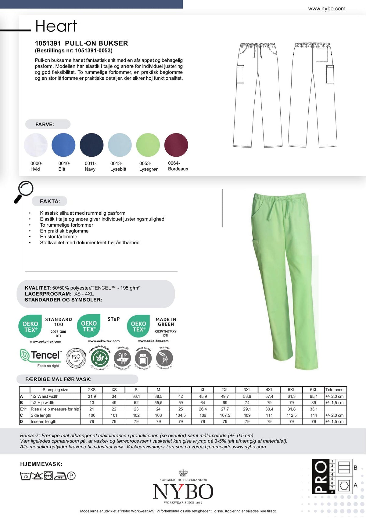 Nybo Lysegrønne Unisex Heart Pull-on Bukser, Åndbare