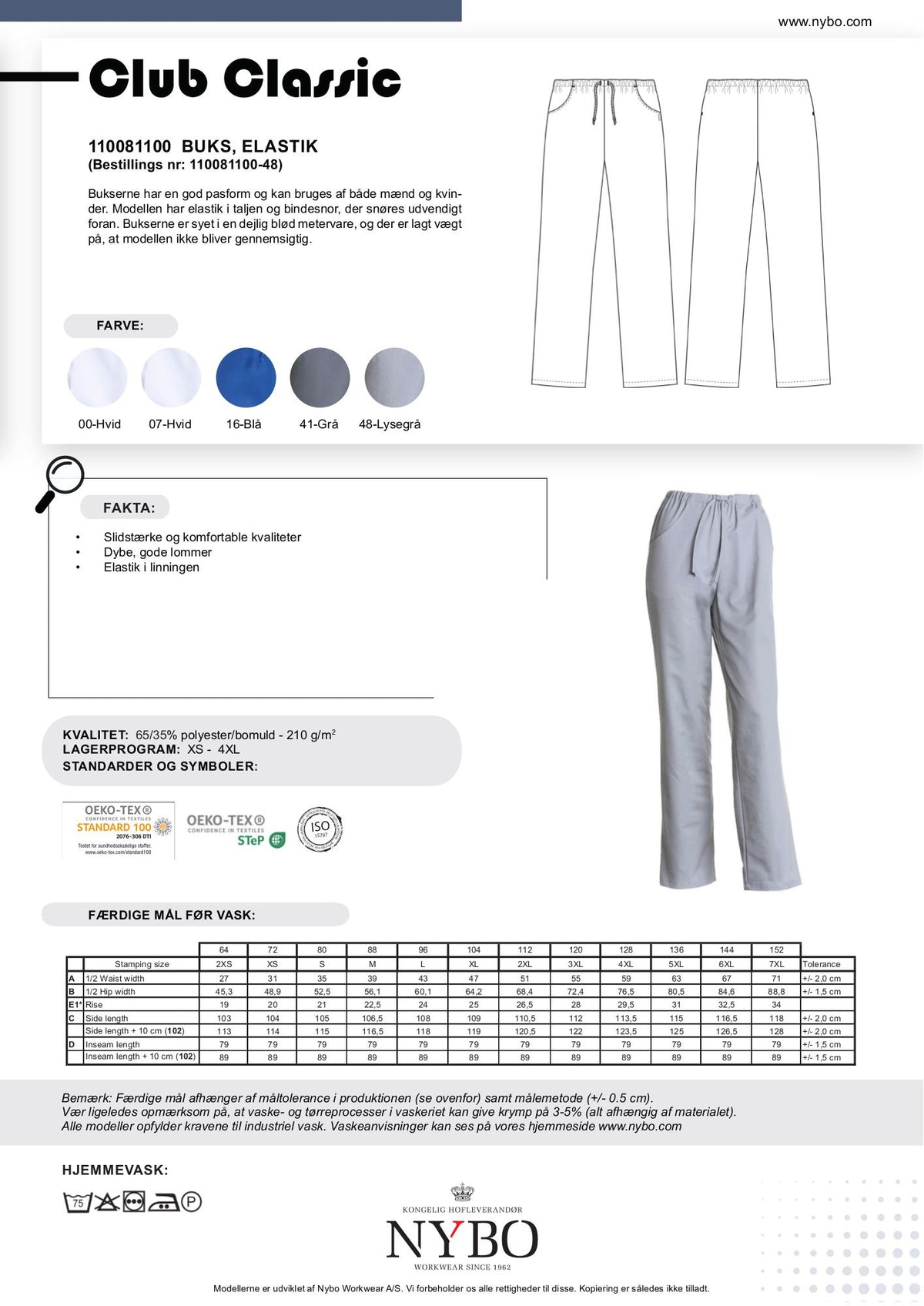 Nybo Pale Grey Damebuks, Club-Classic, Elastik, Bindebånd