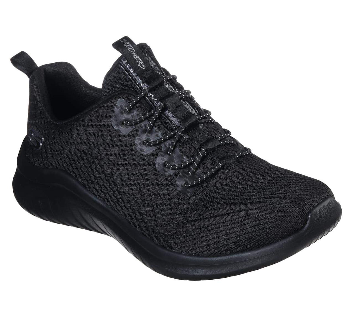 Sort slip-on sneaker med elastiksnøre