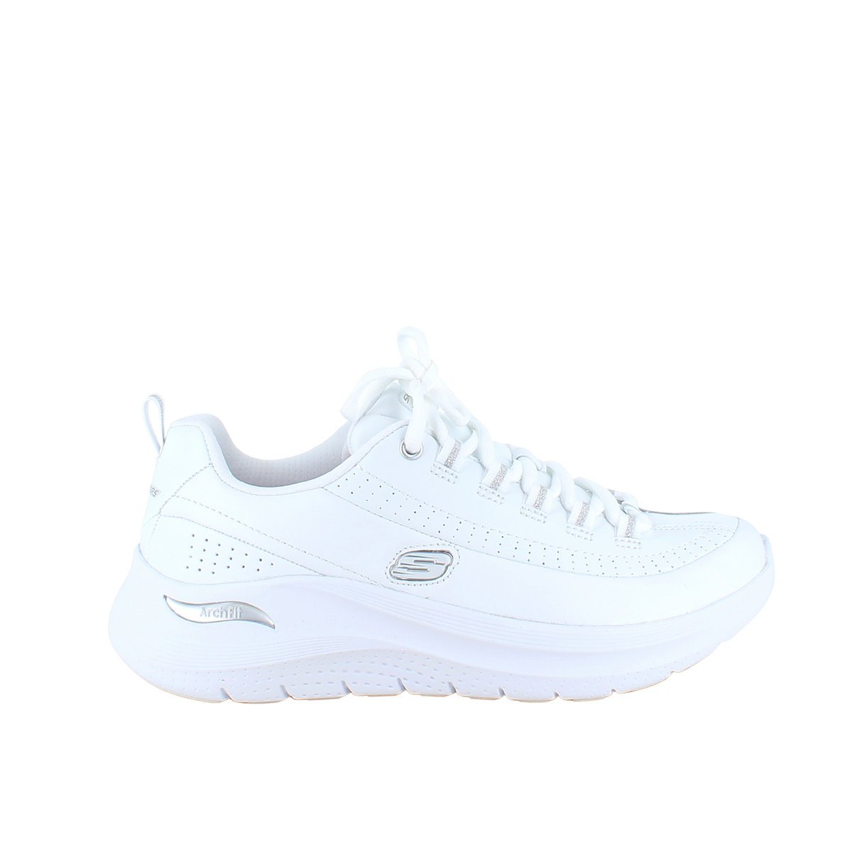 Hvid Skechers sneaker med glat skindoverflade