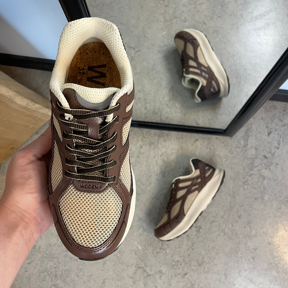 Woden Freja Runner – brun sneaker med let gængesål