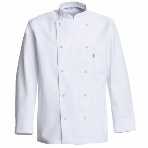 Nybo Hvid Unisex Delight Kokkejakke, Trykknap, Slidstærk