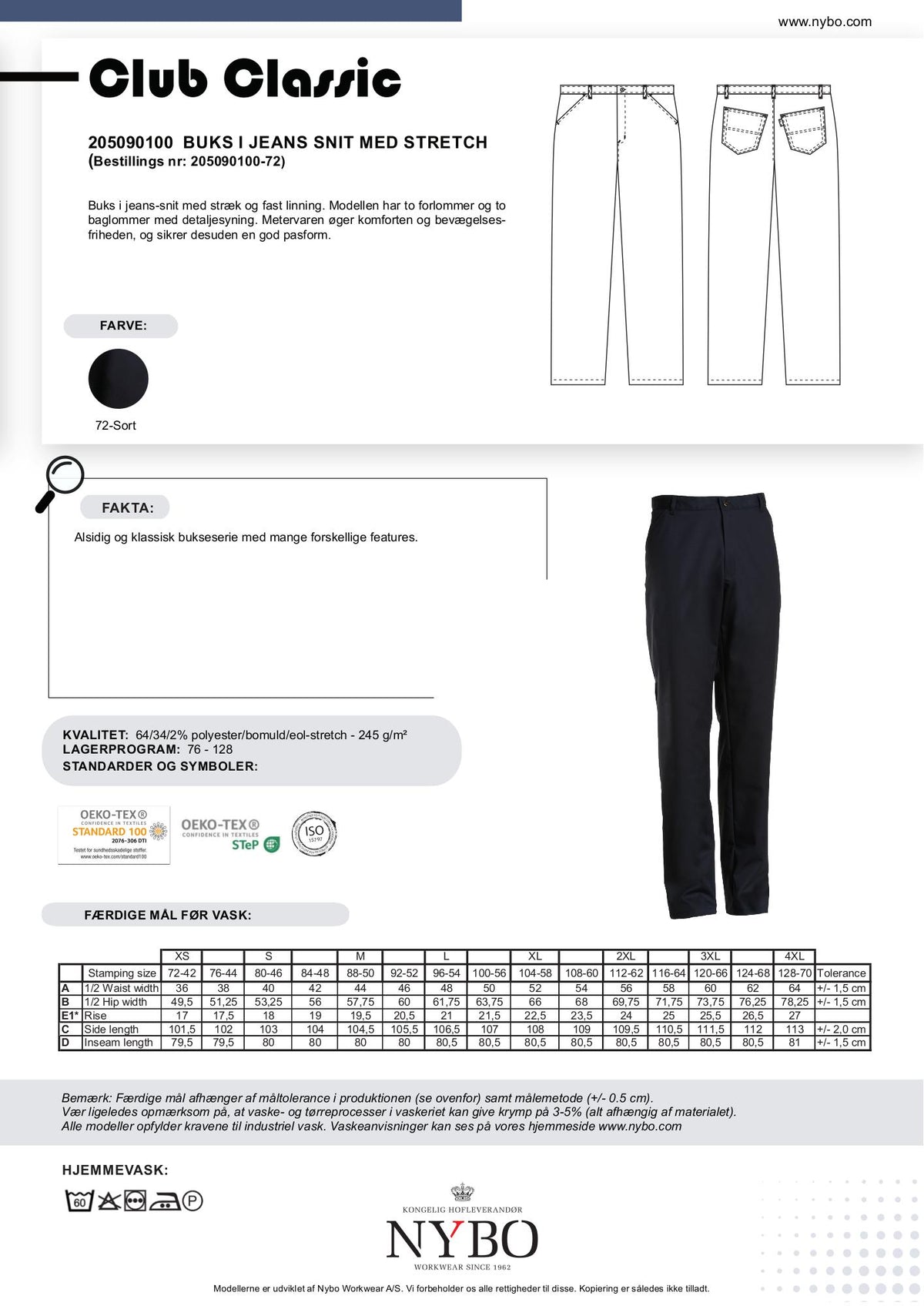 Nybo Sort Herrebuks Club-Classic Jeans-snit, Stretch, Komfort