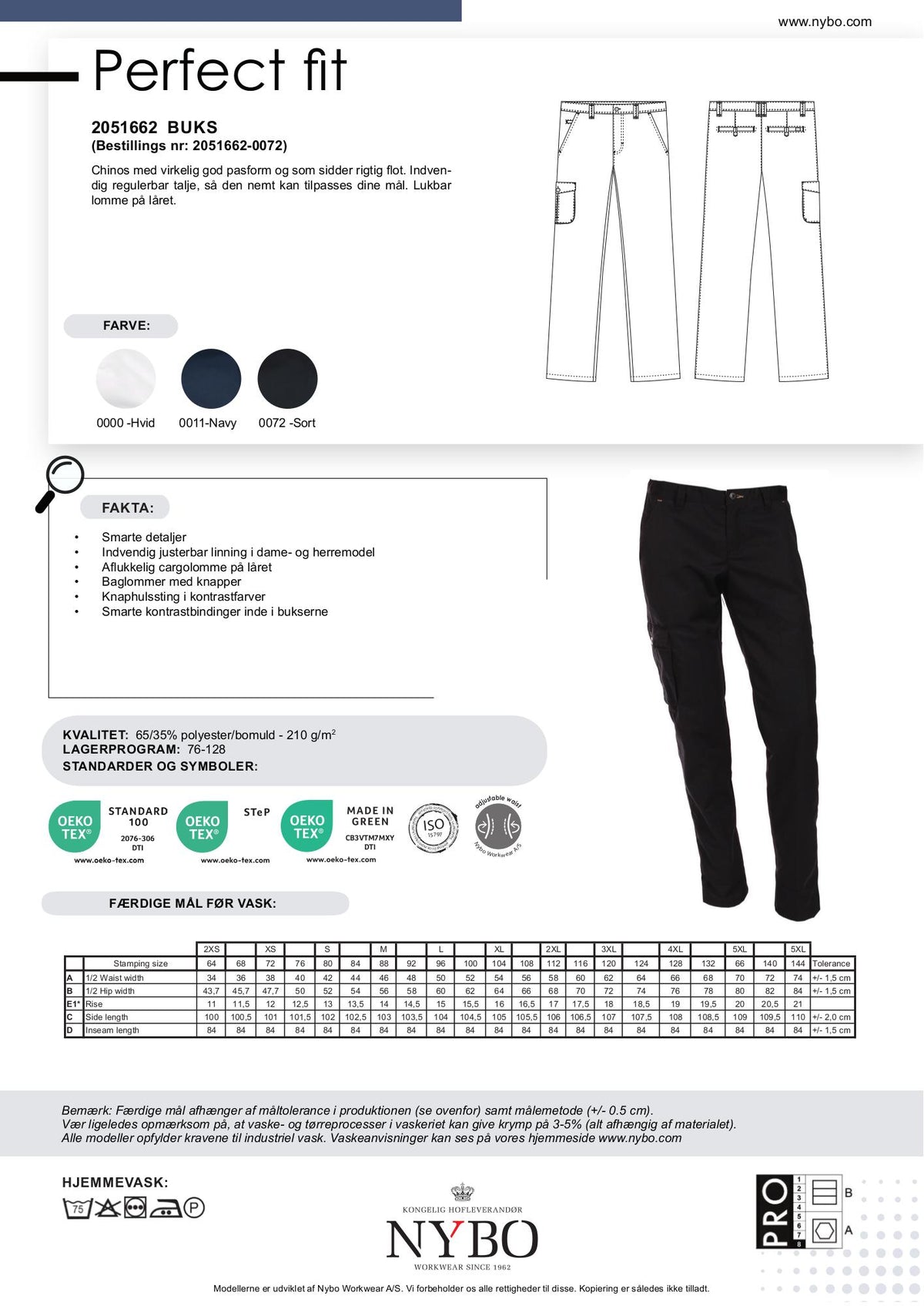 Nybo Sort Herrebuks Perfect Fit, Justerbar Talje, God Pasform