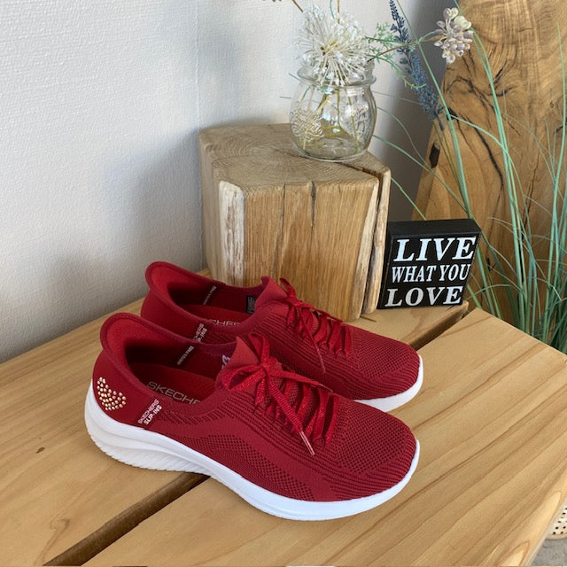 Rød Skechers Slip-ins med glimmer detaljer