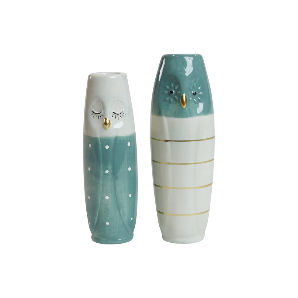 Kloge ugler i grøn, porcelænsfigurer 17 cm fra Speedtsberg