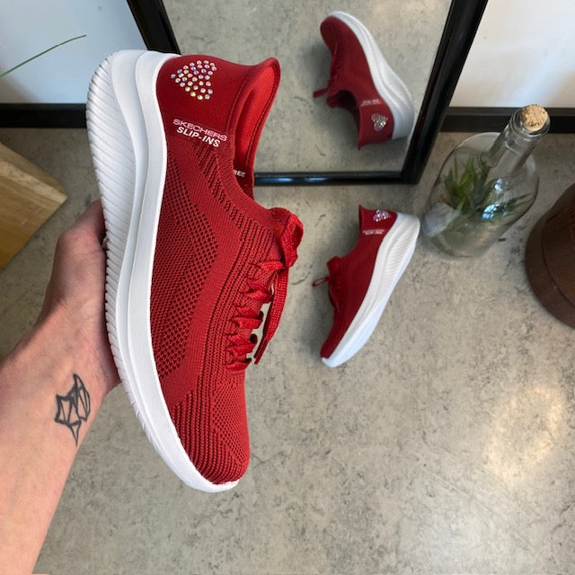Rød Skechers Slip-ins med glimmer detaljer