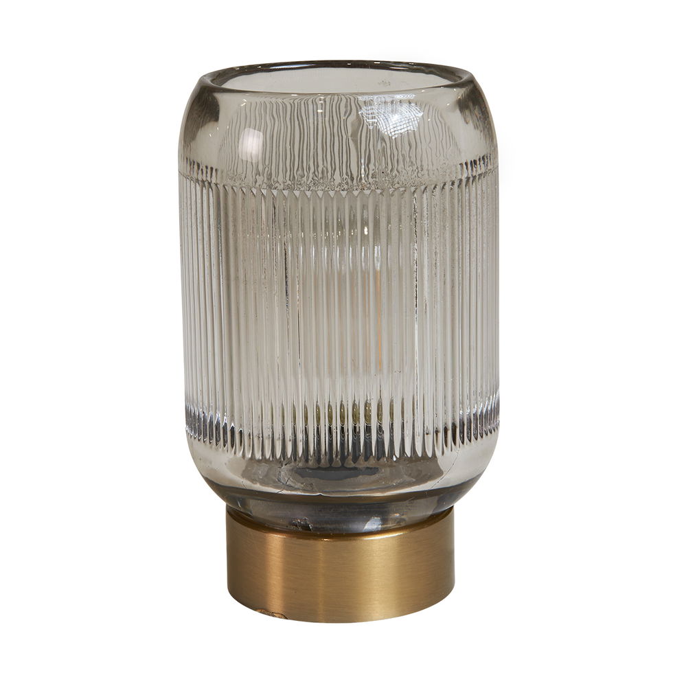 LED-lampe med riller – Moderne og elegant i gråt glas