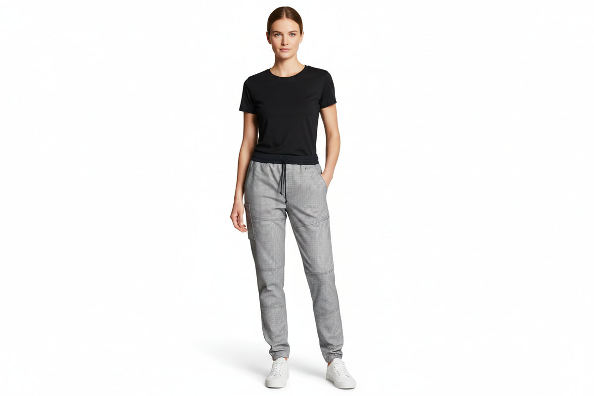 Nybo Sort-Hvid Pepita Unisex New Nordic Casual Buks, Pull-On, Komfort
