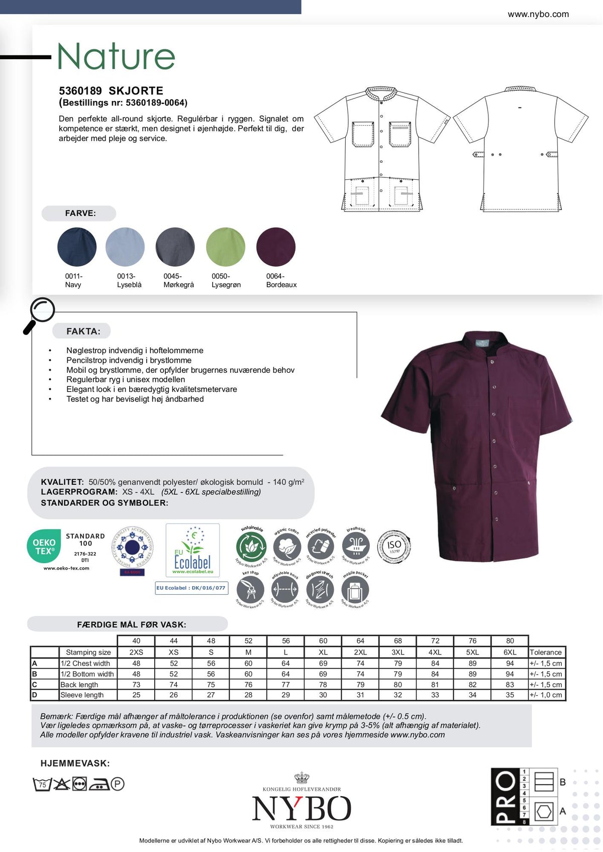 Nybo Bordeaux Unisex Nature Skjorte