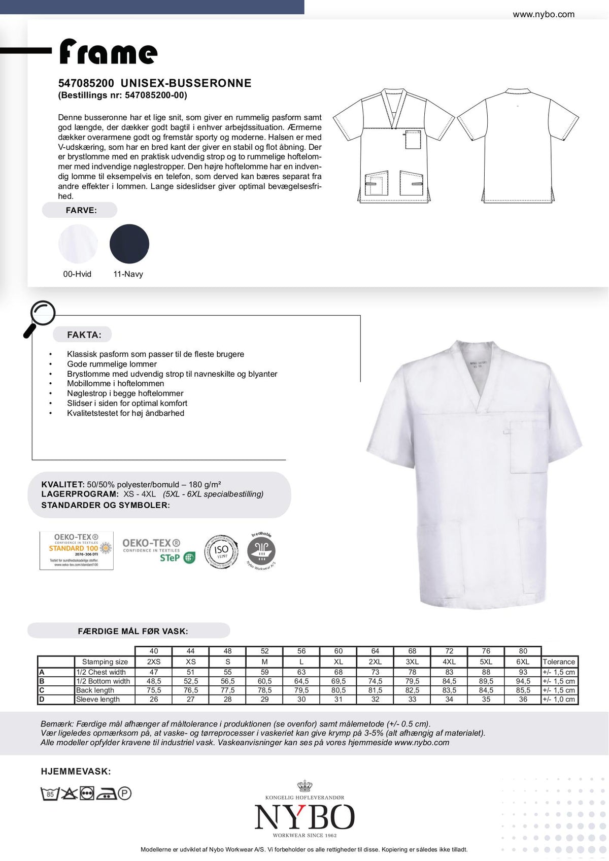 Nybo Hvid Unisex Frame Busseronne, V-udskæring