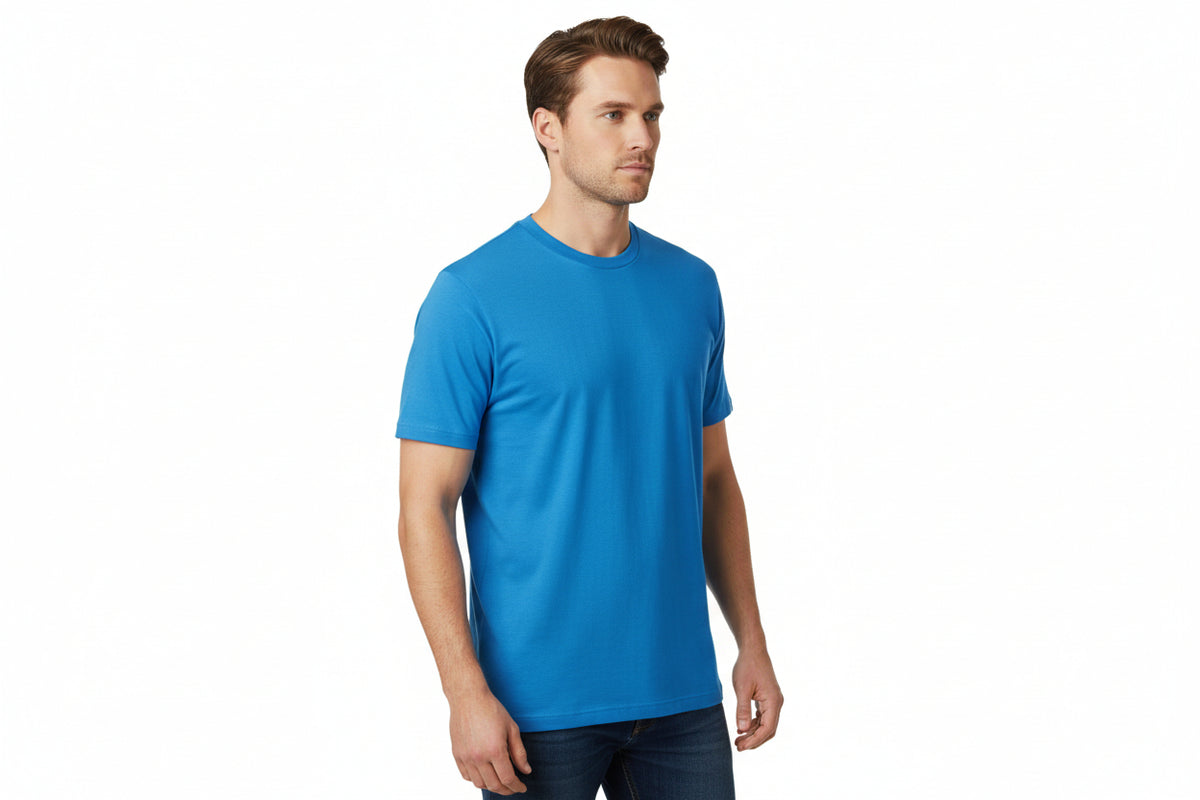 Blå t-shirt med rund hals til mænd fra ID Tøj