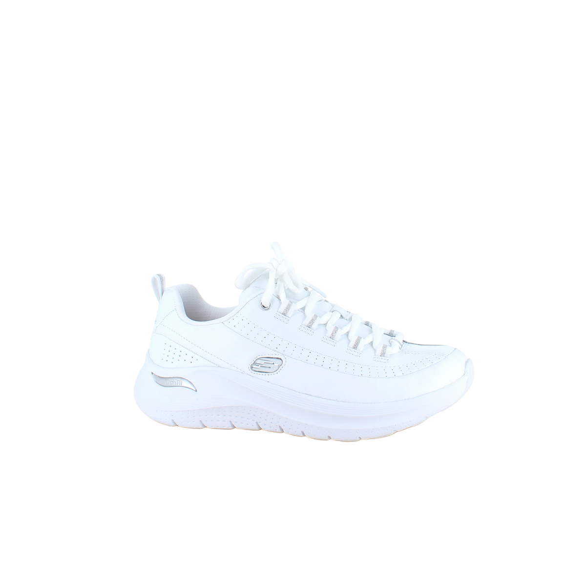 Hvid Skechers med glat skind overflade