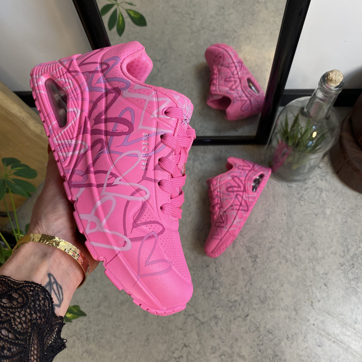 Pink hjerte sko fra Skechers