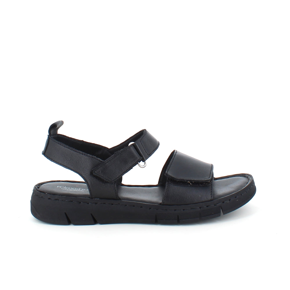 Blød og fleksibel skindsandal i sort fra Relaxshoe