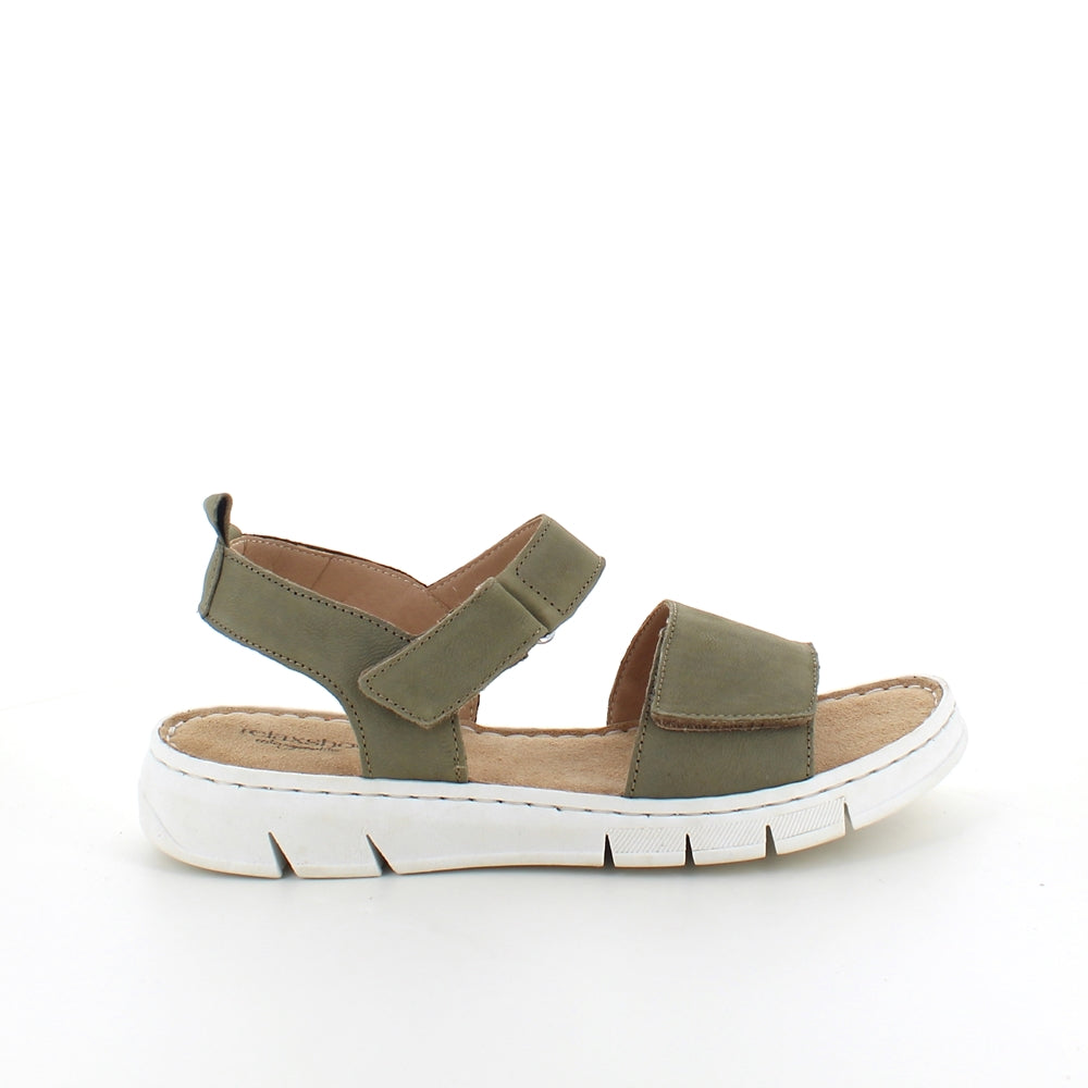 Blød og fleksibel skindsandal i mat grøn fra Relaxshoe
