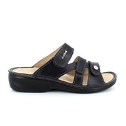 Sort slip on sandal i skind til knyster fra OrtoMed