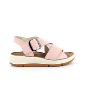 Elegant rosa sandal i skind med svangstøtte