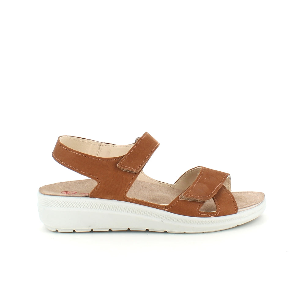 Stødabsorberende brun sandal med aftagelig sål