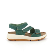 Elegant grøn skindsandal med justerbare remme