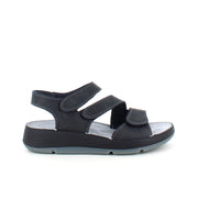 Elegant sort skindsandal med justerbare remme