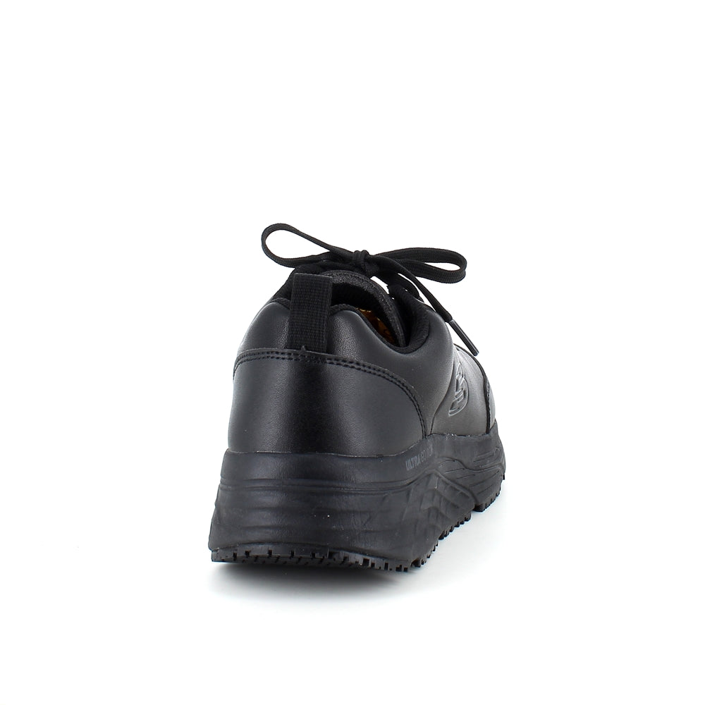Skechers Work i sort skind med max cushioning såler