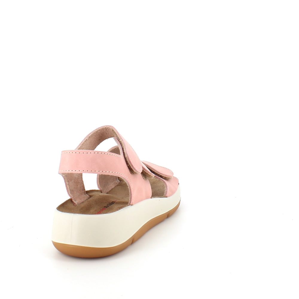 Elegant rosa skindsandal med justerbare remme