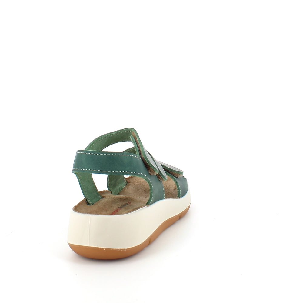 Elegant grøn skindsandal med justerbare remme