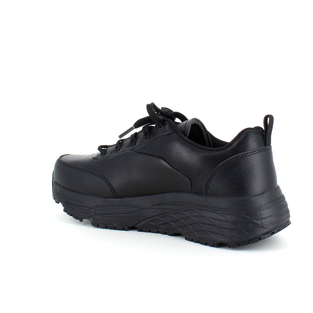 Skechers Work i sort skind med max cushioning såler