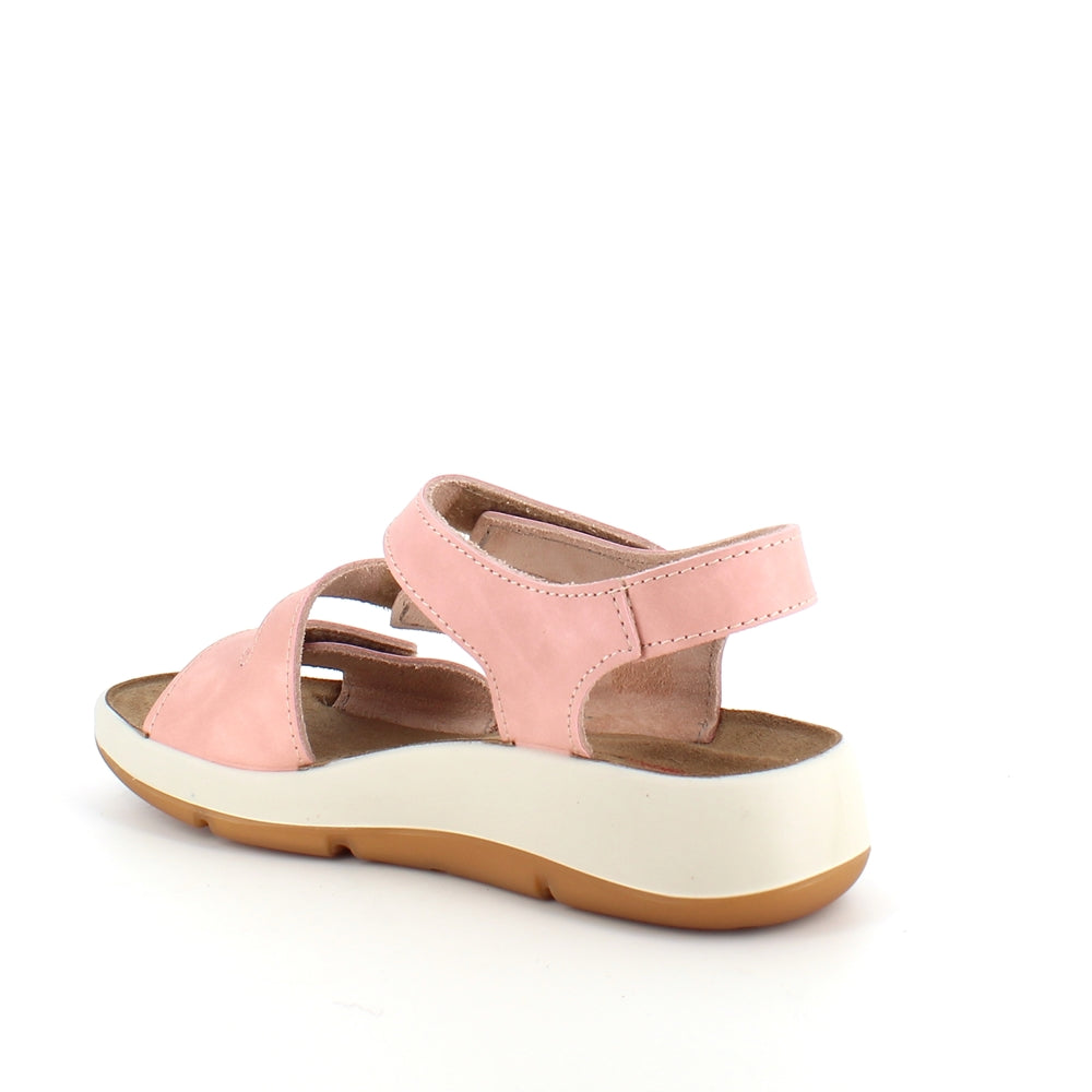 Elegant rosa skindsandal med justerbare remme