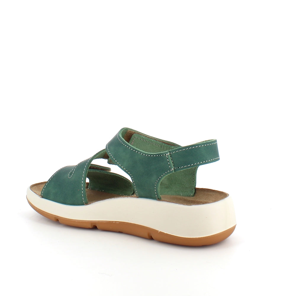 Elegant grøn skindsandal med justerbare remme