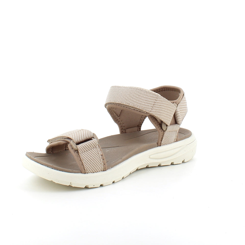 Sandfarvet let sandal med brede remme