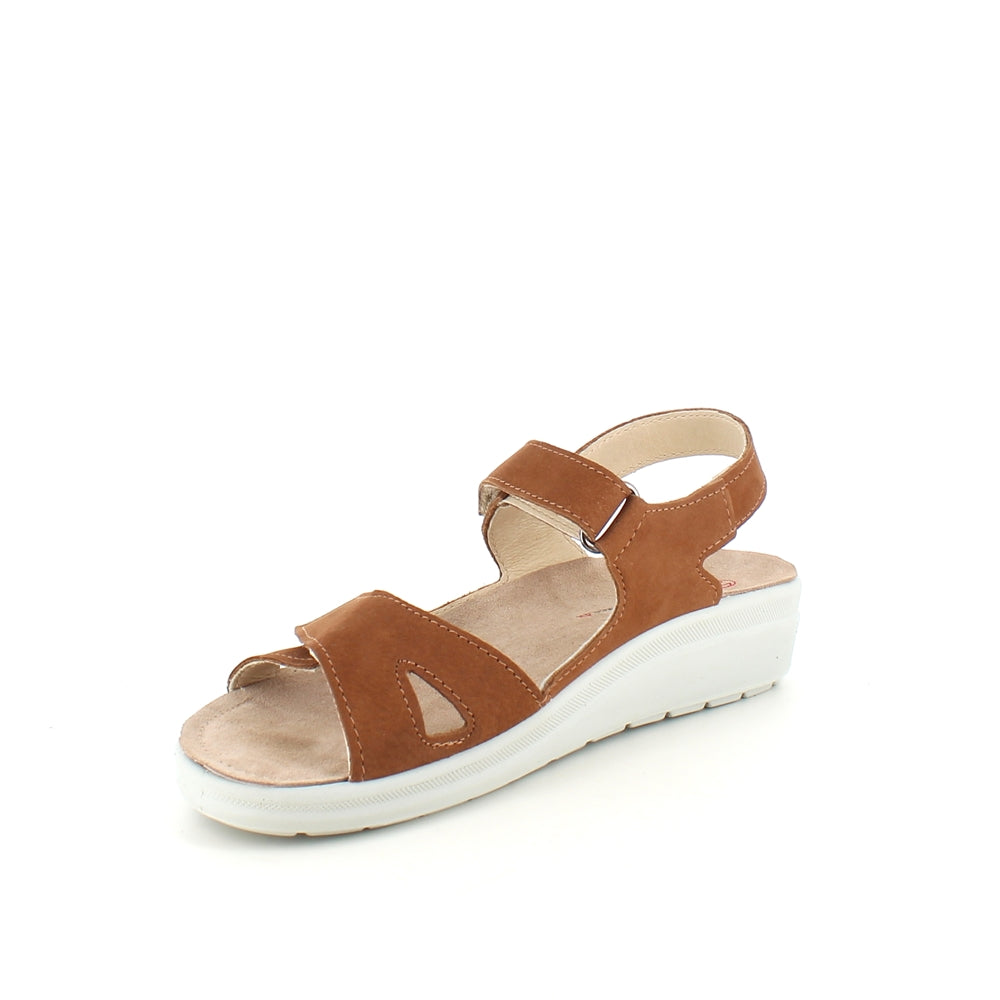 Stødabsorberende brun sandal med aftagelig sål