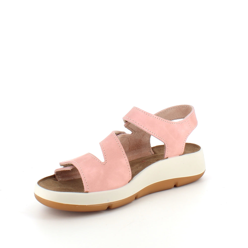 Elegant rosa skindsandal med justerbare remme