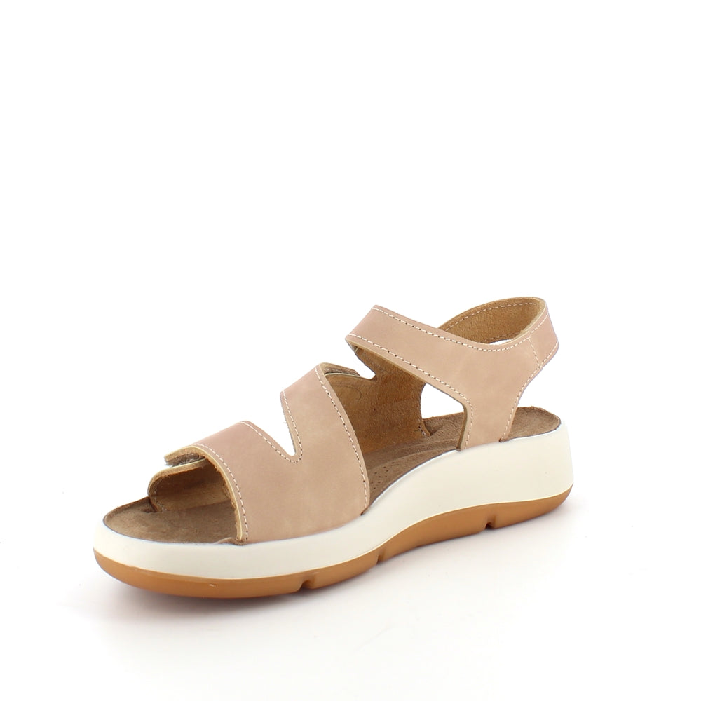 Elegant beige skindsandal med justerbare remme