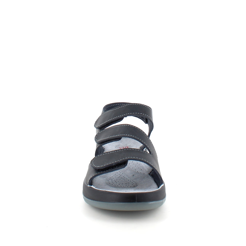 Elegant sort skindsandal med justerbare remme