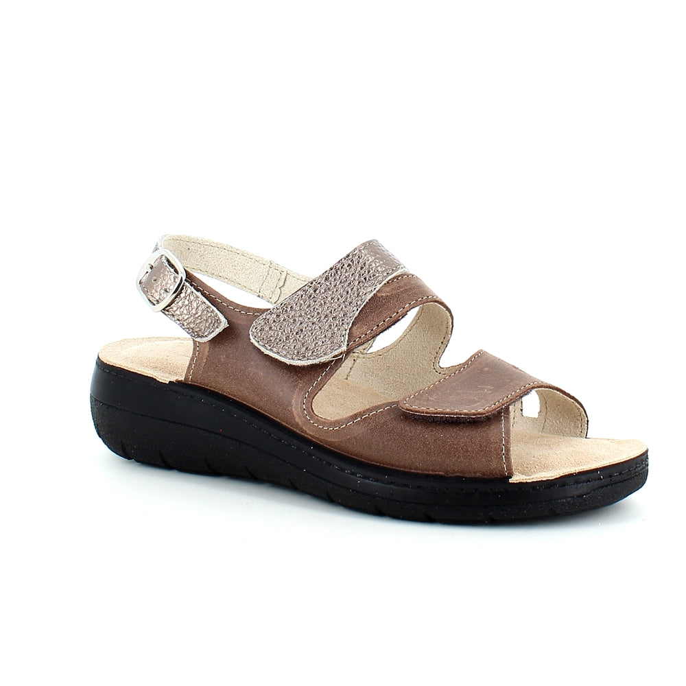 Bred skind sandal med velcro
