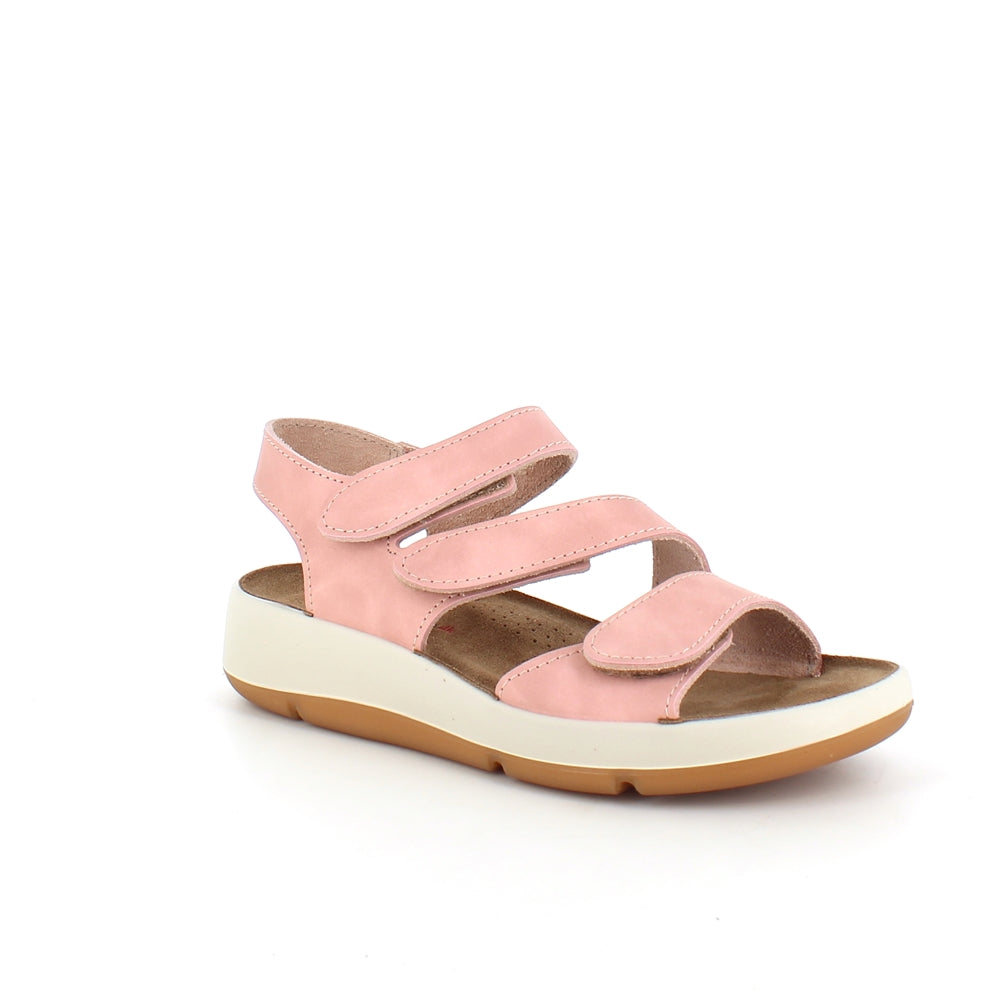 Elegant rosa skindsandal med justerbare remme